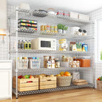 REIBII 55.5" W Storage Shelves 3200LBS Metal Shelving 5 Tier Wire Shelving Garage Shelving Heavy Duty Metal Shelves for Shelving Unit Commercial Adjustable Shelf, 55.5" W X 18''D X 71" H，Chrome