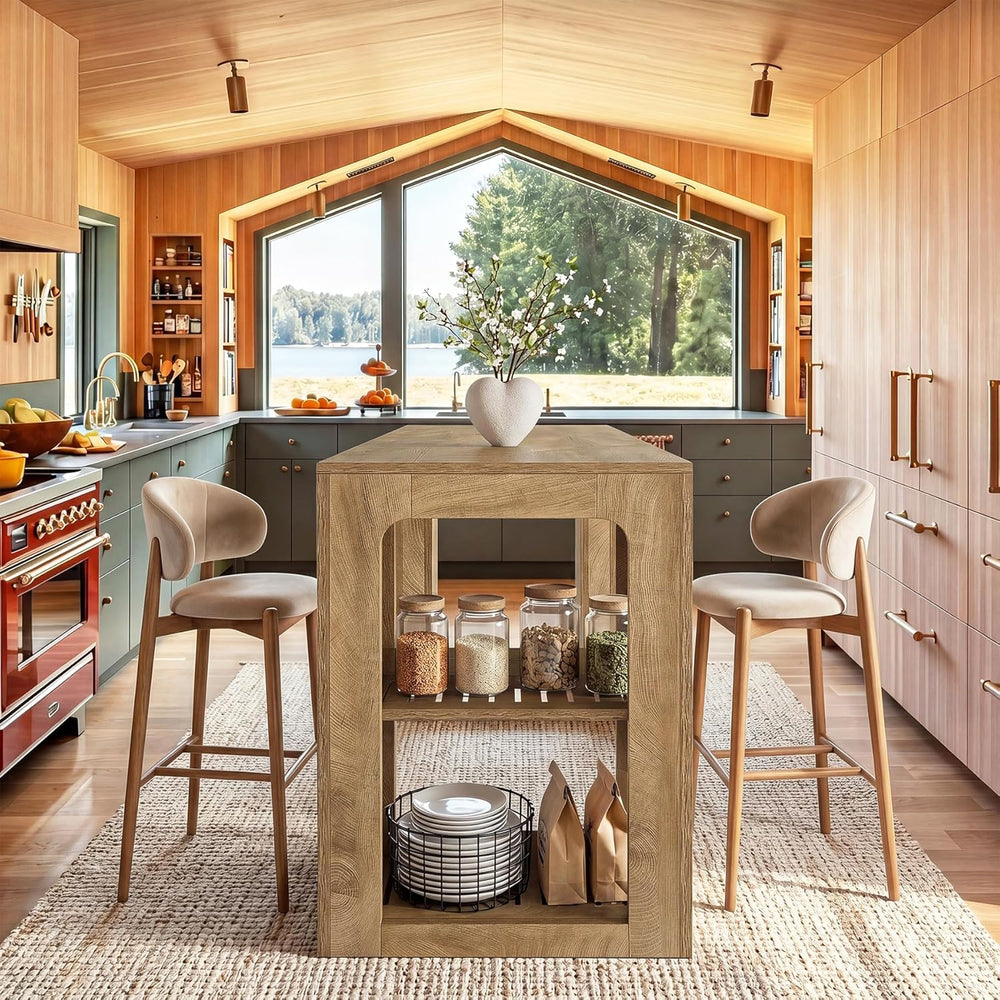 Tribesigns 63'' Long Kitchen Island with Storage, Wooden Counter Heig...