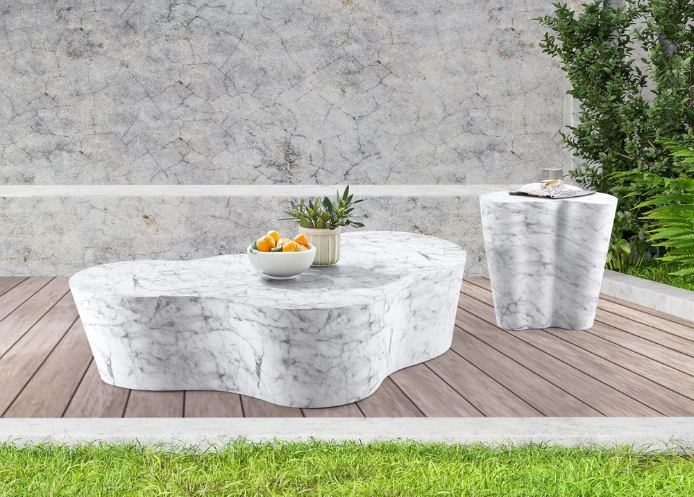 Meridian Furniture 99033White-ET Monza Collection Art Deco Marble Finish Indo...
