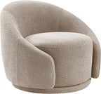 VANOMi Swivel Chairs for Living Room, 34" W Boucle Accent Chair, Taupe | 360 Degree Swivel Barrel Chair Comfy Chair for Bedroom Oversized Armchair Reading Nook Chairs for Apartment, Office Reception