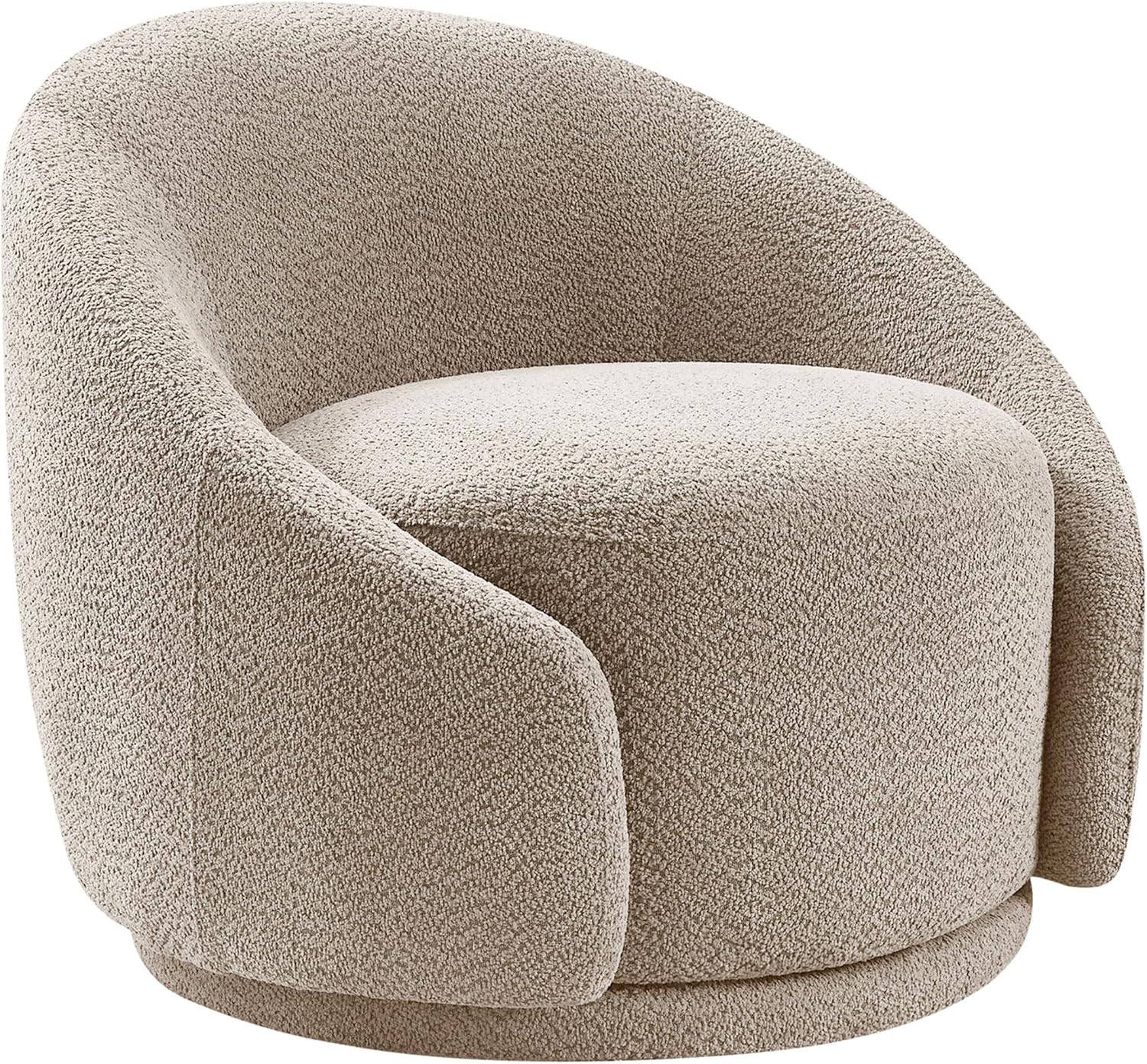 VANOMi Swivel Chairs for Living Room, 34" W Boucle Accent Chair, Taupe | 360 Degree Swivel Barrel Chair Comfy Chair for Bedroom Oversized Armchair Reading Nook Chairs for Apartment, Office Reception