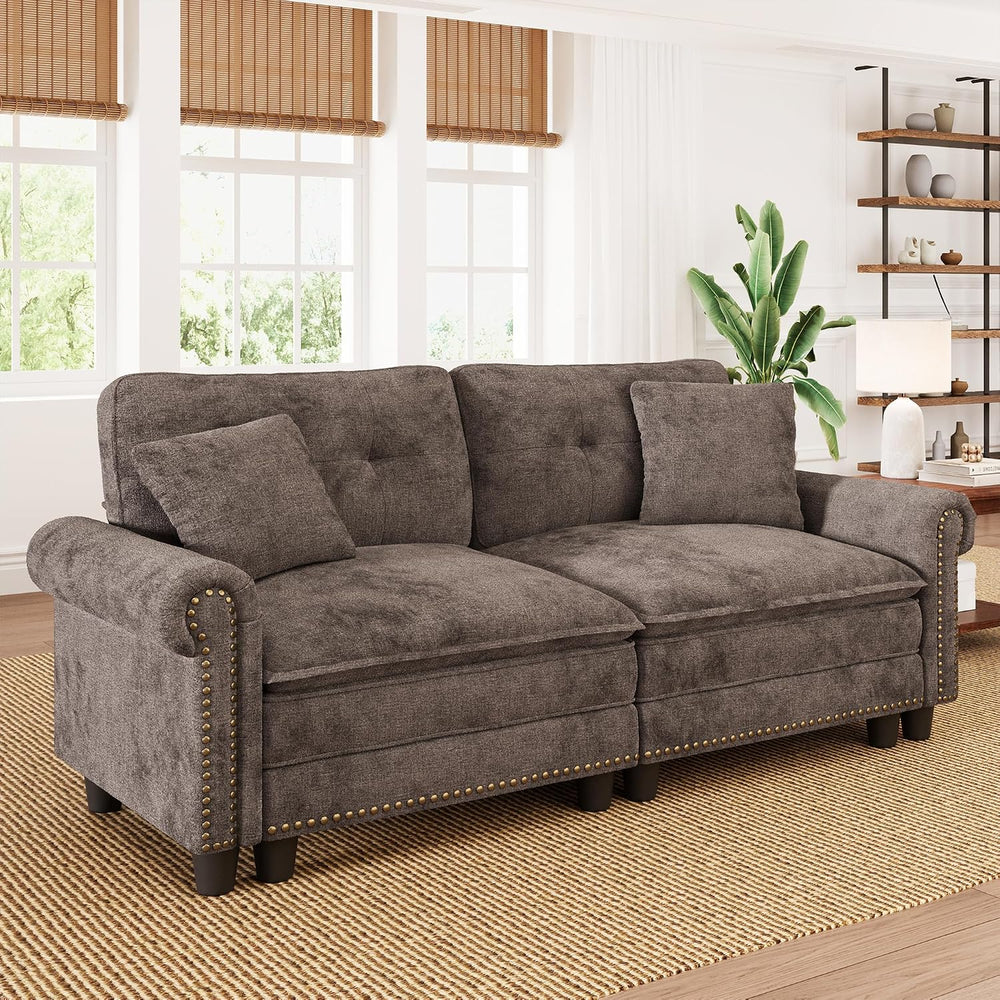 PHI VILLA 73.2" Modular Loveseat Cloud Couch with Rolled Arms & Deep...