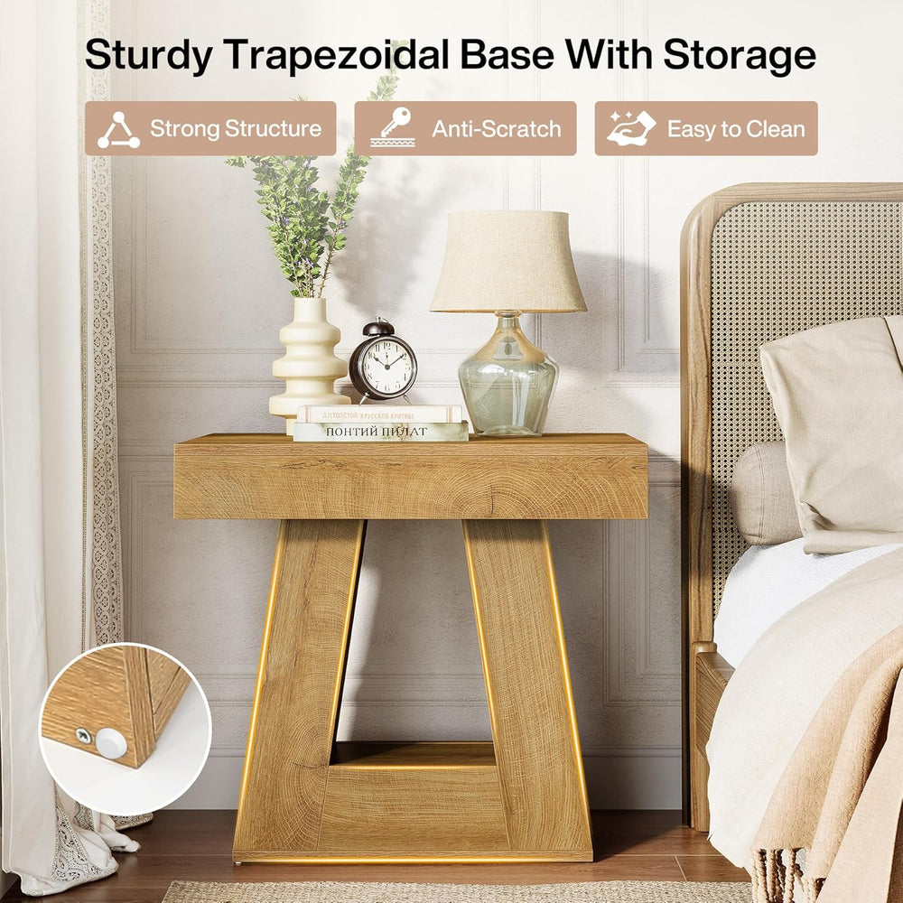 Tribesigns 24" Modern Side Table, 2-Tier Narrow Wooden End Table with Tr...