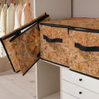Stackable Clothes Storage Bins with Lids,Closet Organizers Fabric Box for Home and Office,Blanket Clothes Organizers,Under Bed Storage Containers 3 Pack(Sun).
