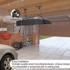 TRUSOON Ceiling Storage Hoist for Cargo Box - Heavy Duty Garage Storage Lift - Garage Pulley Lift System for Rooftop Carriers, Holds up to 150 lbs Capacity and Fit 10-14 Foot Tall Garage Ceilings