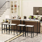 Aklaus Bar Table Set,44" White Faux Marble Top Bar Table and Chairs Set,Counter Height Bar Table with 2 Bar Stools,3 Piece Kitchen Breakfast Table for Living Room Dining Room Apartment