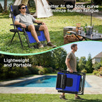 Amopatio XL Padded Zero Gravity Chairs Foldable Zero Gravity Lounge Chair Outdoor Portable Reclining Chair with Removable Cup Holder/Headrest/Footrest