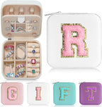 Parima Jewelry Organizer Box, Small Jewelry Box for Women Girls Initial R Travel Jewelry Case Small Jewelry Organizer Box Travel Jewelry Case Jewelry Box Organizer - Letter R, White