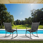 JY QAQA Outdoor Rocking Chair Set of 2, High Back All-Weather Patio Rocking Chairs with Breathable Back Rest for Adult, Ergonomic Design Porch Rocking Chairs for Porch, Garden, Balcony, Pool, Black