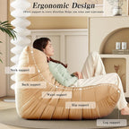 Bean Bag Chair, Lazy Floor Sofa Couch for Adults and Kids, Fireside Chair with Ergonomic Design, Memory Foam Lounge Chair for Living Room Bedroom, Office, Yellow