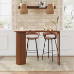 55" Long Bar Table, Fluted Wood Counter Height Pub Table, High Top Kitchen Breakfast Bar Tables with Sturdy Metal Frame, Modern Bar Height Dining Table for Bistro, Dining Room, Living Room