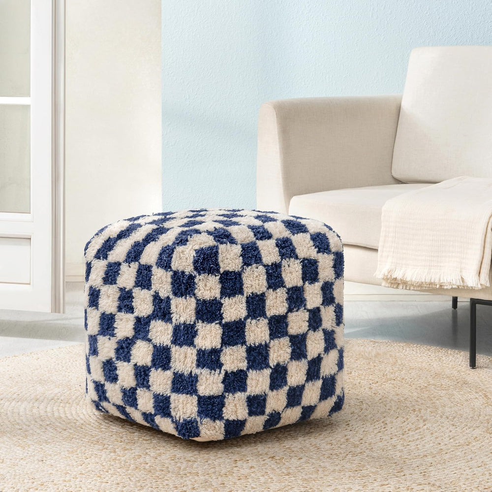 Anji Mountain Artisan Crafted Cotton Blend Pouf Ottoman | Versatile Floor Sea...