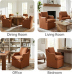 VKNOW Upholstered Dining Chairs, Modern Kitchen Chairs Dinner Chairs with 4 Casters, Chenille Armchair for Bedroom Reading Room Living Room, Orange