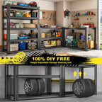 REIBII Garage Shelving Load 2000 LBS, Adjustable 5-Tier Storage Shelves, Metal Shelving Units and Storage Rack Shelf for Garage, Basement, Kitchen, 32" W x 17" D x 72" H, Black