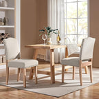 Yaheetech Upholstered Dining Chairs Set of 2 Classic Fabric Kitchen Chairs with Nailhead Trim and Wooden Legs for Dining Room/Living Room/Restaurant/Apartment, Beige