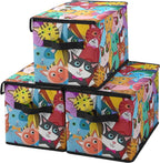 Stackable Clothes Storage Bins with Lids,Closet Organizers Fabric Cat Printing Box for Home and Office,Blanket Clothes Organizers,Under Bed Storage Containers 3 Pack.