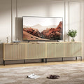 TV Stand for 120" TV, Mid Century Modern 126'' Television Stand, Entertainment Center with Storage and Adjustable Shelves, Media Console TV Cabinet for Living Room