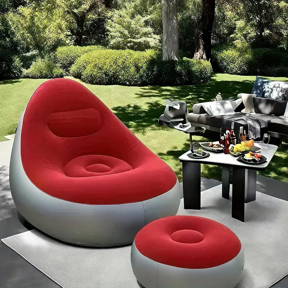 Plush Inflatable Sofa with Foot Pedals, Japanese Lazy Sofa, Thick Seat Cushio...
