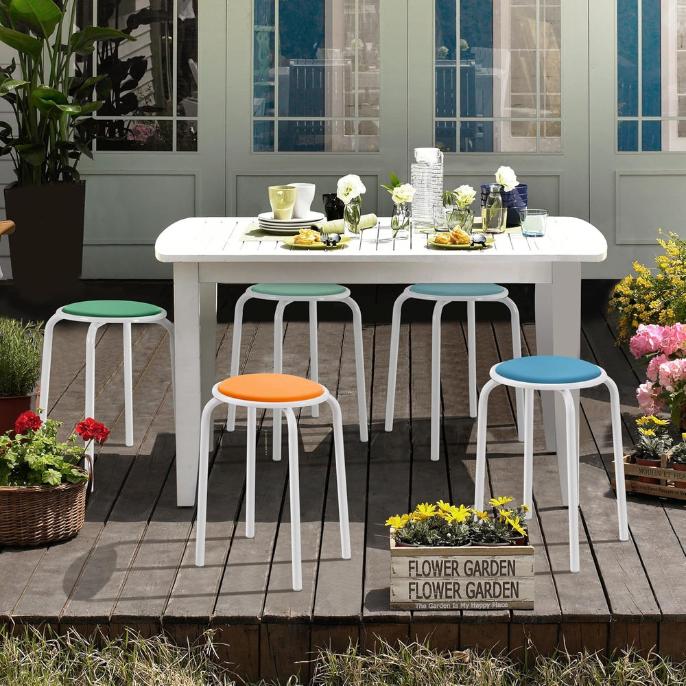 Yaheetech Padded Stackable Stools Set of 5, Classroom Seating, Pastel Tones