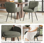 VKNOW Modern Dining Chairs Set of 2, Upholstered Dining Room Chair with Armrest, Kitchen Chairs with Curved Ergonomics Backrest for Living Room, Dining Room, Kitchen, Green