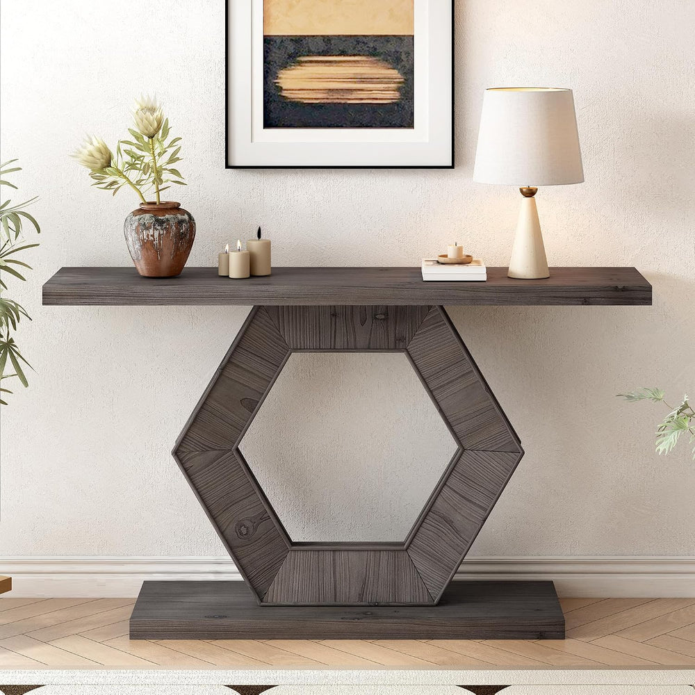 Modern Entryway Table with Innovative Hollow Hexagon Leg Structure and Premiu...