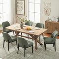VKNOW Wooden Dining Chairs Set of 6, Upholstered Dining Room Chairs with Rubberwood Legs and Padded Seats, Kitchen Chairs for Restaurant Kitchen Living Room, Green