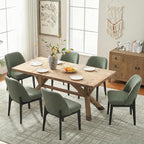 VKNOW Wooden Dining Chairs Set of 6, Upholstered Dining Room Chairs with Rubberwood Legs and Padded Seats, Kitchen Chairs for Restaurant Kitchen Living Room, Green