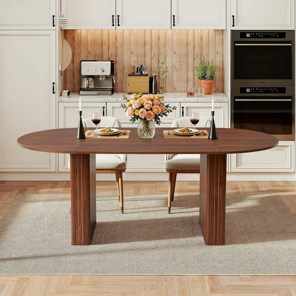 weselon 78.7" Oval Dining Table for 6-8 People, Large Kitchen Dining Tab...