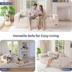 MAXYOYO 79" Loveseat Sofa Couch for Small Spaces, Upholstered Boneless Cloud Couch for Apartment Bedroom, 2-Seater Love Seat Floor Modern Sofa with Pillows, No Assembly Required, Beige