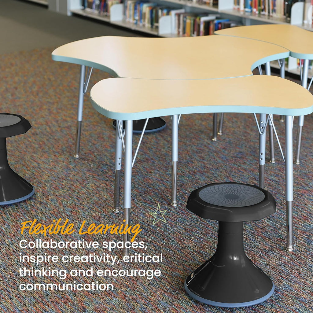 ECR4Kids ACE Active Core Engagement Wobble Stool, 15-Inch Seat Height, Flexible Seating, Black | Durable plastic, GREENGUARD Gold Certified, 7-9 years, 150 lb capacity, fully assembled, flexible seating for classroom use