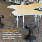 ECR4Kids ACE Active Core Engagement Wobble Stool, 15-Inch Seat Height, Flexible Seating, Black | Durable plastic, GREENGUARD Gold Certified, 7-9 years, 150 lb capacity, fully assembled, flexible seating for classroom use