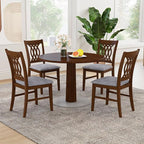 GOFLAME Wooden Dining Chairs Set of 2, Fabric Upholstered Kitchen Chairs with Padded Seat and Rubber Wood Frame, Farmhouse Armless Side Chairs for Dining Room, Living Room, Restaurant