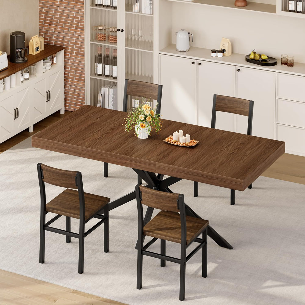 Extendable 5-Piece Dining Table Set for 4, 55"-70" Kitchen Table,4 ...