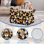 Cute Corgi Dog Storage Basket,Sweet Collapsible Storage Bin Cubes for Living Room Bedroom Blankets Home Storage 17x11.5x10Inch