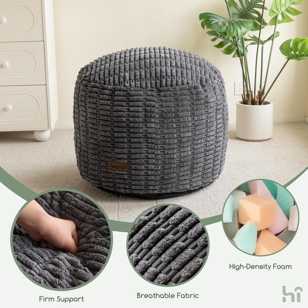 HIGOGOGO Pouf Ottoman Stuffed Round Modern Foam Filled Foot Rest Poufs for Li...