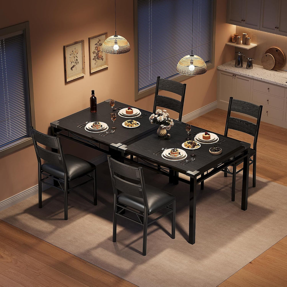 IDEALHOUSE Dining Table Set for 2 with Upholstered Chairs, Wood Dining Room T...