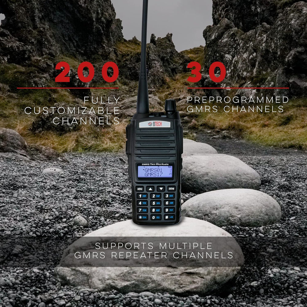 BTECH GMRS-V2 5W 200 Fully Customizable Channels GMRS Two-Way Radio. USB-C Ch...