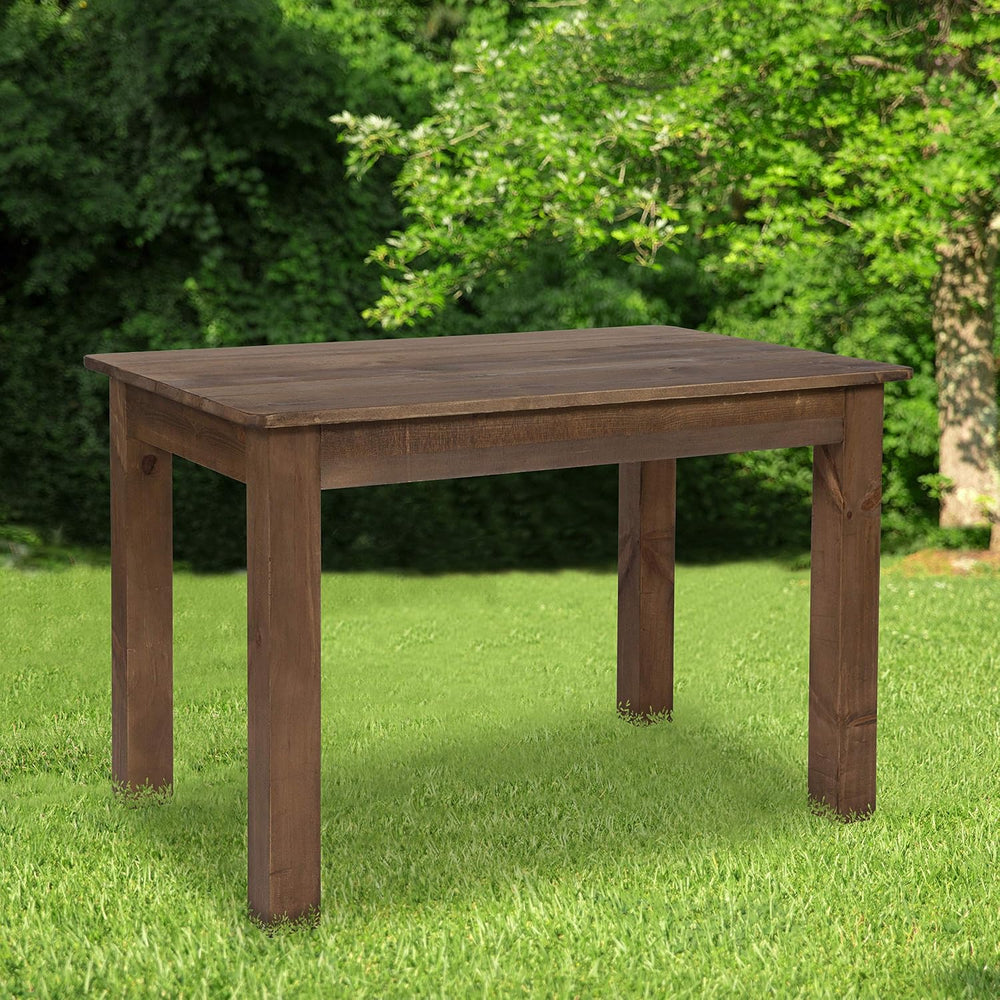 EMMA + OLIVER 46" x 30" Antique Rustic Solid Pine Farm Dining Table