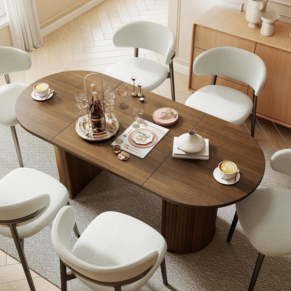 Oval Rectangular Dining Table for 4-8 People,70.87" Long Kitchen Table w...