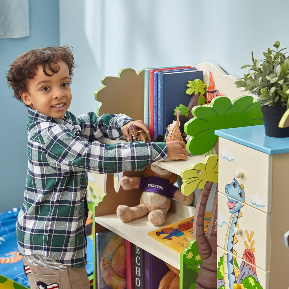 Fantasy Fields Dinosaur Kingdom Bookshelf with Storage Drawer, Multi