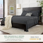 King Sheets by Pure Bamboo, Genuine 100% Organic Viscose Derived from Bamboo Bed Sheet Set, Luxuriously Soft & Cooling, Double Stitching, Lifetime Quality Promise (King, Charcoal)