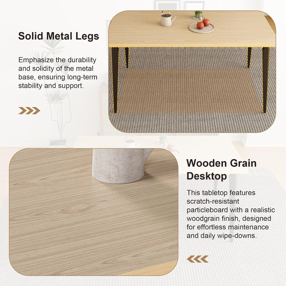 Dining Table, Wooden Tabletop & Rust-Resistant Iron Legs, Rectangular Kit...
