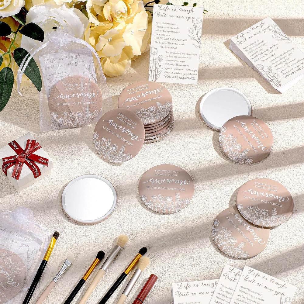 Cinnvoice 50 Set Inspirational Compact Mirrors Gift Women, Boho