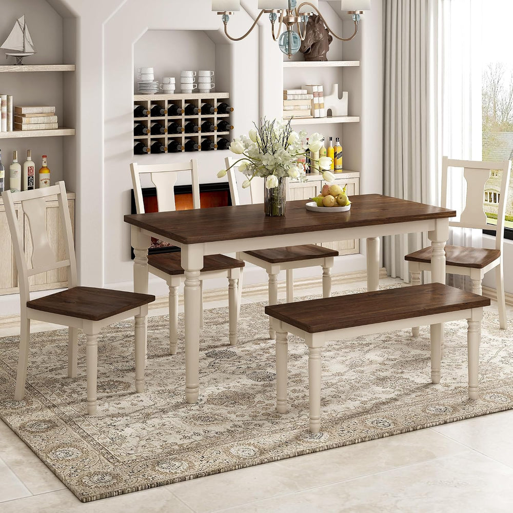 LUMISOL 60" Farmhouse Kitchen Table Set for 4-6