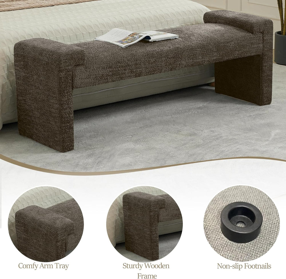 WUTUTUEE 58.7" End of Bed Bench Upholstered Modern Bedroom Bench for Liv...