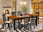 East West Furniture QUAN7-BCH-C 7 Piece Dining Room Furniture Set Consist of a Rectangle Kitchen Table with Butterfly Leaf and 6 Linen Fabric Upholstered Chairs, 40x78 Inch, Black & Cherry
