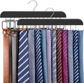2 Pack Tie Rack & Belt Hanger 2 in 1 Tie Hanger Space Saving Max 42 Belts& 60 Ties Capacity for Closet Organizers and Storage, Sturdy Wood Belt & Tie Collection Organizer
