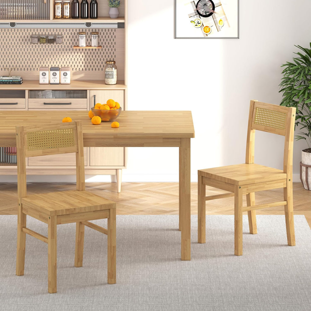 Solid Wood Dining Table Set for 4, 43.3" Dining Table with Chairs Set, K...