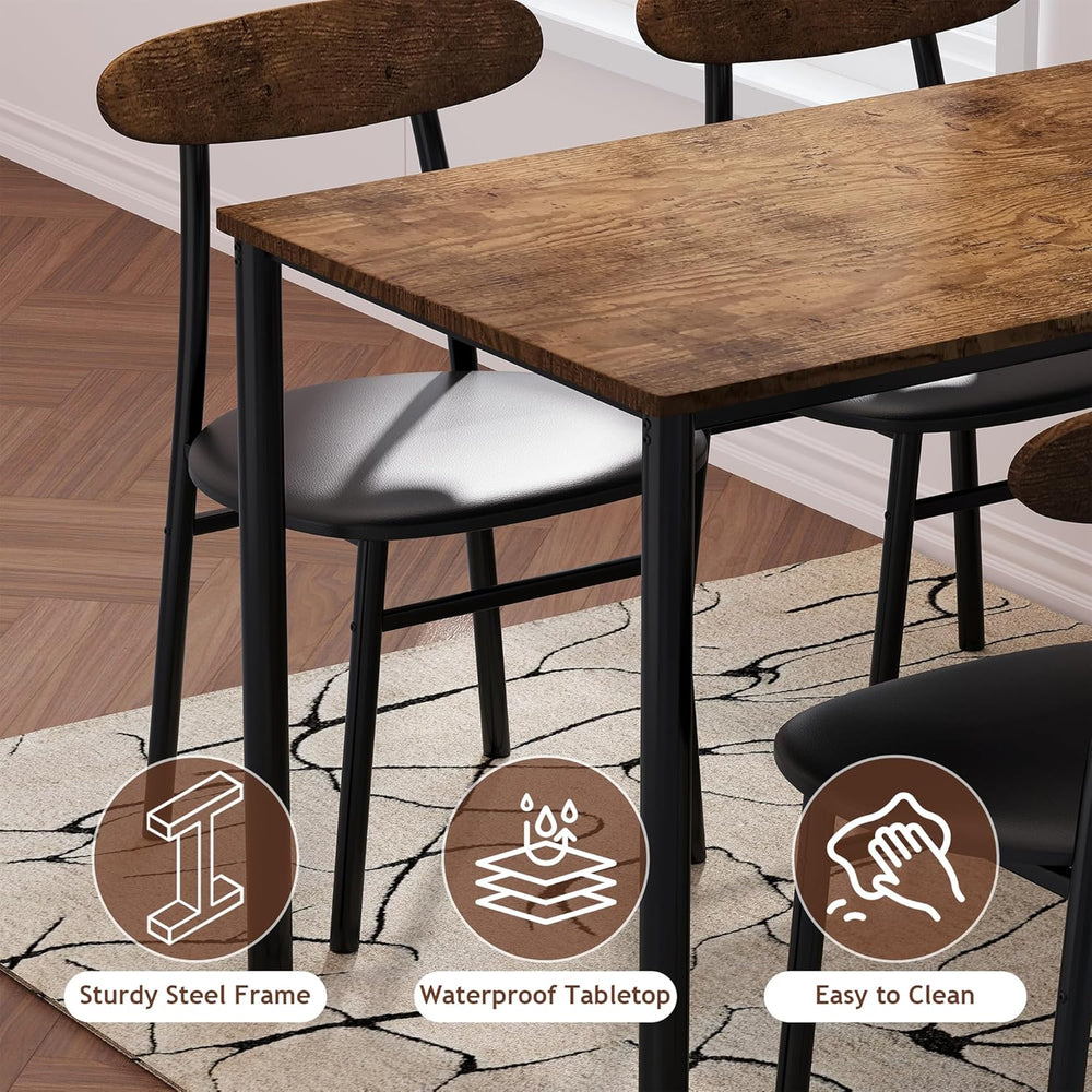 Yumori Dining Table Set for 2, Wood Square Table with 2 Upholstered Chairs fo...
