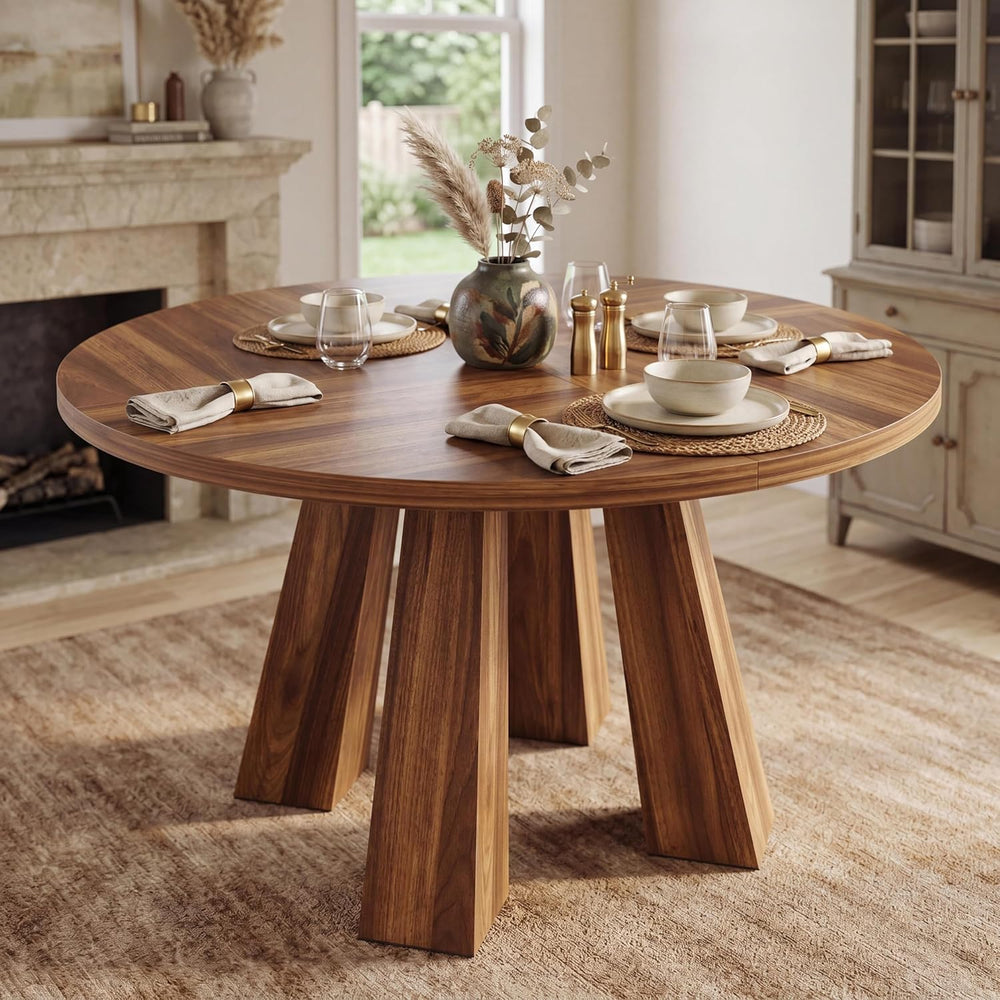 GarveeHome Round Dining Table for 4 People, Round Kitchen Table for Kitchen &...